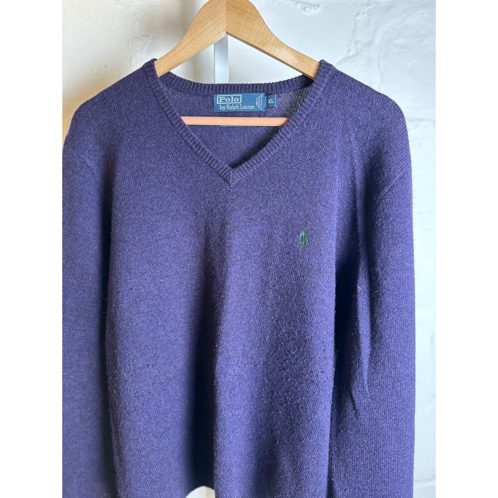 Polo by Ralph Lauren Purple Lambswool V-Neck Sweater fits Womens 2X or 3X